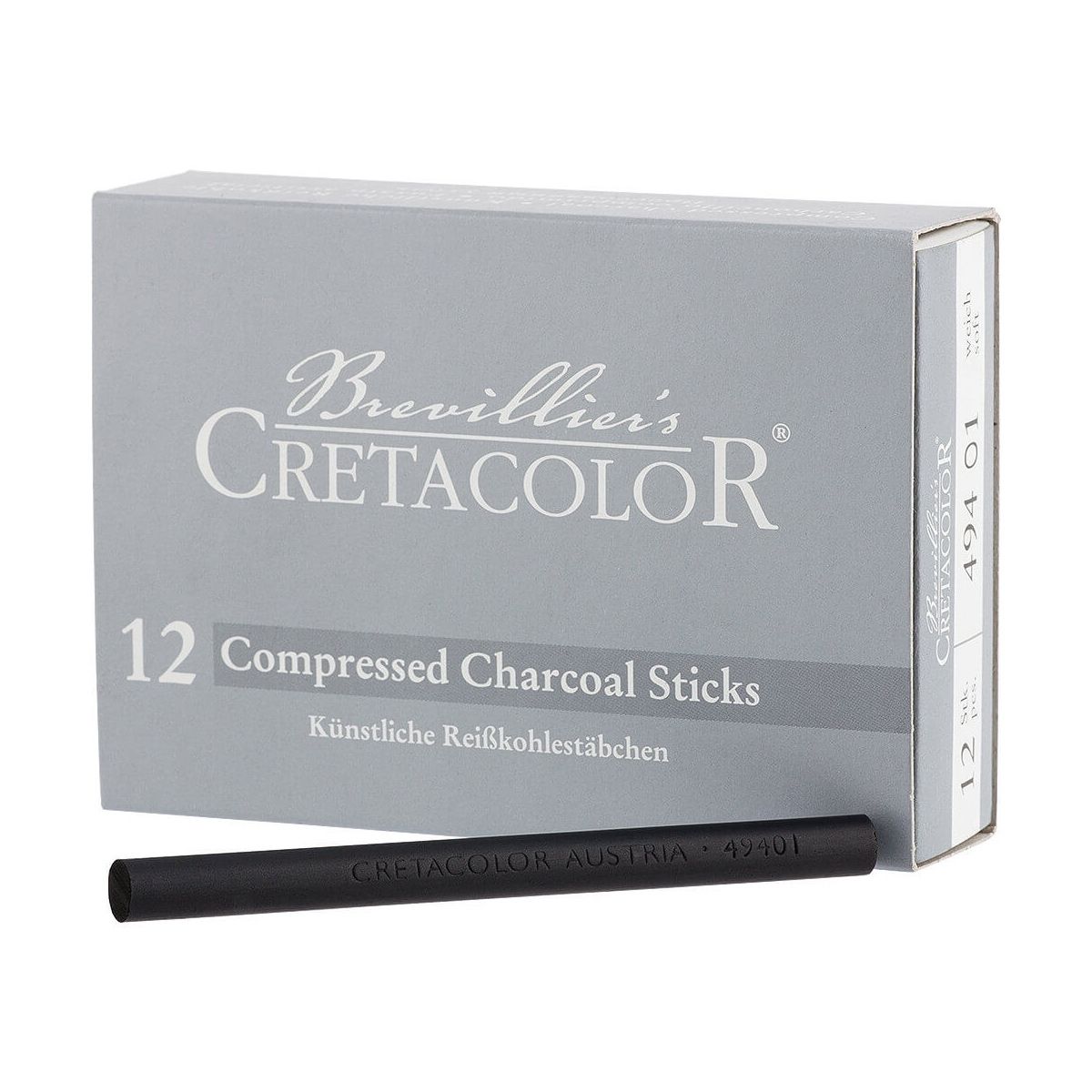 Cretacolor 12 Compressed Charcoal Sticks (Medium)